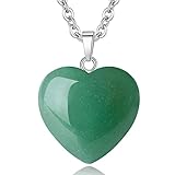 XIANNVXI Kristalle Grün Aventurin Kette Liebe Herz Aventurin Steine Anhänger Halskette Damen Silber Heilung Kristall Heilstein Edelsteine Reiki Schmuck Valentinstag Geschenke