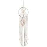 ALMLWIAJ Traumfänger Sonne Mond Stern Makramee Wanddekoration Boho Gewebt Tapisserie Bohemian Chic Wandkunst Dekor für Mädchen Schlafzimmer Wohnung Dekoration Ornament Handwerk Geschenk (der Mond)