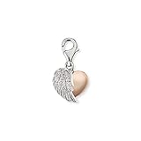 Engelsrufer Damen Charm Anhänger With Love Herzflügel Bicolor aus Sterling Silber, Mit Zirkonia, Karabinerverschluss, Nickelfrei, Allergikerfreundlich