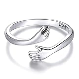 Qings Silberne Umarmungs Hug Ringe für Frauen, Herren Promise Hugging Hug Finger Ring Öffnen Inspirierenden Schmuck Verstellbares Band Ringe Geschenk für Ehefrau Ehemann Beste Freundin