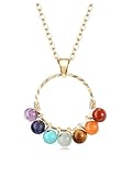 GEHECRST 7 Chakra Heilsteine Kette Kristall Halskette mit Edelsteine Ring Anhänger Einstellbar Kette Reiki Healing Talisman spirituelle Geschenke