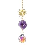 Sonnenfänger Kristall,Guador Sonnenfänger,Spirituelle Deko,Wassersteine,Glückssteine,Fensterdeko Hängend,Zuhause Gartendeko,Regenbogen Kristalle Anhänger,Sonnenblume Amethyst,Party Dekoration