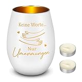 Nuenen Trauer Geschenk 1 Windlicht 2 Teelichter, Trauerlicht mit Gravur Keine Worte Nur Umarmungen Trost Trauerkerze Gedenkgeschenke Beileid Geschenk für Trauernde Freunde, Andenken an Verstorbene