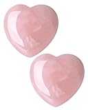 AORHOFJ 2 Stück Rosenquarz-Kristallstein, Heilkristall, rosa geliebter Kristallstein,natürlicher Reiki-Edelstein, Ängste lindern