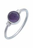 mantraroma Ring Damen Silber 925 mit Stein Amethyst Edelstein lila schlicht modern