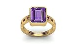 DENMOUS AMZ2800 Ring mit 8,00 Karat Edelstein, Amethyst, verstellbar, für Damen und Herren (vergoldet), Small, Sterling Silber