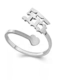 AJRUIER Engel-Zahlen Ringe 111 222 333 444 555 666 777 888 999, Frauen Mädchen verstellbar zierlich vergoldet/versilbert Numerologie anlaufgeschützt Ringe (Silver Angel number 555)
