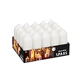 SPAAS 20er-Pack Stumpenkerzen 38/110 mm, ± 13 Stunden, ohne Duft - weiß