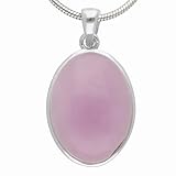 Lebensquelle Plus Kunzit Edelstein Anhänger oval | In 925er Silber gefasst | 18 x 13 mm