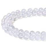 XIANNVXI 8mm Naturstein Bergkristall Quarz Perlen zum Auffädeln mit Loch Runde Kristalle Edelsteine zum Auffädeln Transparent Perlen für Armbänder Ketten DIY Schmuck Basteln (ca. 47 Stück)