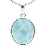 Lebensquelle Plus Larimar Edelstein Anhänger oval | In 925er Silber gefasst | 18 x 13 mm Atlantisstein