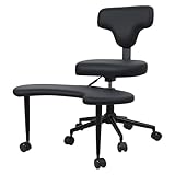 Makamsui Meditationsstuhl ADHS Bürostuhl Kreuzbein-Schreibtischstühle mit Rollen mit Lendenwirbelstütze und höhenverstellbar, Kniestuhl, Yoga-Schreibtischstühle für Erwachsene, Beige