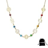 VASSAGO 7 Chakra Halskette für Damen Edelstahl Yoga zierlich langer Anhänger Lariat Y förmig Heilschmuck Geschenk für Meditation Yoga (Gold 5)