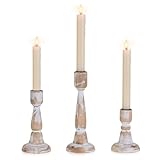 Inweder Holz Kerzenständer Stabkerze Kerzenhalter: 3er Rustikale Kerzenständer für Stabkerzen Bauernhaus Spitzenkerzenhalter für Parties Jahrestag Urlaub Weihnachten Tischdekoration Herbstdeko