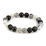 Joyas Minerales Turmalinquarz-Armband – 100% echte Natursteine | Bequem & elegant | Elastische koreanische Schnur | Inkl. Geschenkbox (Turmalinquarz, 6mm)