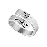 Hanaoops 925 Silber Ring Für Damen Offen Verstellbar Inspirierende Ringe Stapelbar Spirale Gedreht Ring Schmuck Minimalistisch Ermutigungsgeschenk für Frauen (Silber)