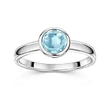 MATERIA Blautopas Ring Silber 925 - Damen Edelstein rund blau SR-28_60