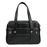 wueiooskj Japanische Handtasche für die Schule, hergestellt aus hochwertigem Leder, großes Fassungsvermögen, wasserdichtes PU, japanische lässige PU Umhängetasche, Schwarz, kleine Größe