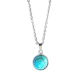 Naturstein-Halskette für Frauen - Versilberte Edelstahlkette und Heilstein-Anhänger - Schützender Charme - Ideal als Geschenk (Türkis)