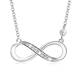 Aucuu Damen Halskette Infinity, 925er Sterling Silber, Verstellbare Freundschaftskette und glänzender Zirkonia, Schmuckgeschenke für Dame/Mutter/Mädchen/Freundin