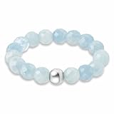 GD GOOD.designs Anti Stress Ring aus Aquamarin Naturstein Perlen für Damen | Elastische Anxiety Rings - Fidget Ringe | Ringgröße 52-60