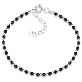 Materia Naturstein Armband Damen facettiert Spinell 925 Sterling Silber 16,5-20cm SA-151-Schwarz