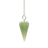 Polar Jade Dowsing Pendel aus natürlichem grünem Aventurin-Kristall für Wahrsagen-Chakra-Reiki Spitz mit Kette und Schmuckbeutel, Hexenzubehör