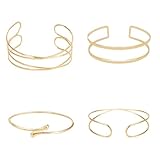 ZXJLWR 4 Stück Oberarmreif Gold, Einstellbar Armreif Gold, Armreifen, Manschette Armband Geschenke, Handgelenk Spiralarmband, Offenes Armreif Oberarm Für Hochzeiten Und Partys