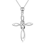 YAFEINI Kreuz Kette Sterling Silber Keltischer Knoten Unendliche Liebe Anhänger Halskette Schmuck für Damen Frauen Mädchen