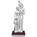 Jiawinng Familie Von 4 Figuren, Harzfamilie Statue Eltern Und Kinder Statuen Geschenke Für Familienhause Desktop Skulptur Hochzeitstag Jubiläums Geburtstag Urlaub Geschenk,Silber