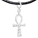 Ankh Anhänger Silber Schmuck Geschenk mit Halsband, Handgefertigter Ägyptisches Ankh Kreuz Charm Schmuck Silber 925 als Ägyptische Kette Schutzamulett Geschenk, PRIDE Fashion (Silber Platiniert, Anch)