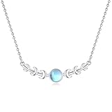 Mondstein Halskette 925 Sterling Silber Mondphasen Halskette Bar Anhänger Regenbogen Mondstein Kette Schmuck für Damen Kinder
