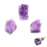 3PCS Amethyst Kristalle, 2–5 cm, Natursteine zur Meditation, Dekoration, Chakrenarbeit, Mit Baumwollbeutel und Edelsteinkarte, Ideal zur Energiearbeit, Raumreinigung und als Geschenkidee
