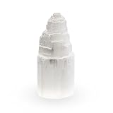 NKlaus Selenit Kristall-Turm 10 cm – Handgefertigter Energie-Turm aus Heilstein für Meditation, Reiki & Schutz, ideal zur Raumharmonisierung & spirituellen Reinigung
