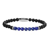 GAVU Lapislazuli mit Lavastein Herren Naturstein Perlenarmband M
