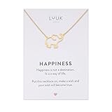 LUUK LIFESTYLE Filigrane Halskette mit Anhänger aus wasserfestem Edelstahl, Geschenk für Frauen, modernes Schmuck Design, Elefant, Gold
