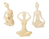 3er Set Yoga Deko Frau Figur Beige Dekofigur Yogapose Geschenk Skulptur Wohndeko Regaldeko Deko Yogaraum
