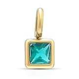 Joacii 14K vergoldet Mai Geburtsstein Zirkonia Anhänger Einfache Smaragd Charms Strass Tropfen für Vatertag Geschenk