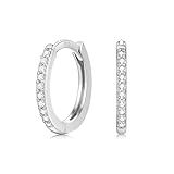 Ecripe 925 Sterling Silber Creolen Ohrringe Damen, Kleine Silber 925 mit Kubischer Zirkonia, Hypoallergen Silber Schlafen Kreolen Ohrringe fr Frauen Mdchen