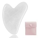 Gua Sha steine gesichts Jade Natur-Stein Herzform Kratz-Massage Tool für Gesicht, Augen, Hals zur Hautpflege, Schönheit und Entspannung der Körpermuskulatur (Weiß)