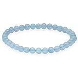 Lebensquelle Plus Kugelarmband | Perlen Armband 6 mm | Hochwertiges Edelsteinarmband | Natur Stein Edelsteinarmband dehnbar (Aquamarin)