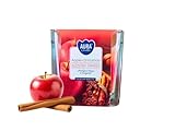 AURA Regenbogenkerze im Glas - Apfel/Zimtduft, 32 Stunden Brenndauer, Paraffin Wachs, Kerze 170 g, Geschenkkerze, Angenehmer weihnachtlicher Duft