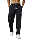 Aro Lora Jogginghose Herren Trainingshose Yogahose Leichte Fitness Hose mit Taschen Atmungsaktiv Freizeithose Sporthose Schwarz L