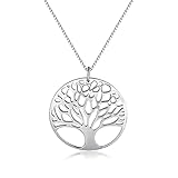 LIUJZZJ 925 Sterling Silber Personalisierte Kette Lebensbaum Halskette Stammbaum des Lebens Anhänger mit Gravur