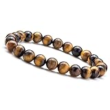 Unique Gems Herren Armband Tigerauge – 8mm Naturstein Chakra Perlenarmband elastisch – Handgefertigtes Heilstein & Energiearmband – Damen Herren Kids Made in Germany