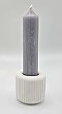 Deko - Stabkerzenhalter geriffelt, aus keramischem Gießmaterial, handgemacht, inklusive Stabkerze