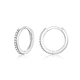Silber Creolen für Frauen, 925 Sterling Silber Creolen mit Zirkonia, Leicht Tiny Huggies Ohrringe Kreolen 6mm