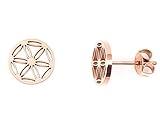 Nuoli® Blume des Lebens Ohrringe Rosegold (45 + 5cm verstellbar) Damen Ohrstecker für Frauen & Mädchen, aus Edelstahl