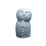 WANAONE Jizo Mönche lächelnde betende Statue, kleine Jizo Mönche lächelnder Buddha-Ornament, niedliche kleine östliche Erleuchtung, kahle Skulpturen, Kunststatue für Ihr Haus oder Ihren Garten
