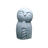 WANAONE Jizo Mönche lächelnde betende Statue, kleine Jizo Mönche lächelnder Buddha-Ornament, niedliche kleine östliche Erleuchtung, kahle Skulpturen, Kunststatue für Ihr Haus oder Ihren Garten